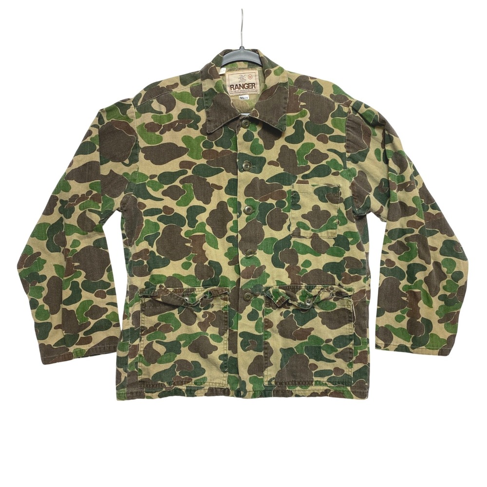 Vintage Ranger Duck Shirt Jacket Mens Medium Green Brown Hunting Field